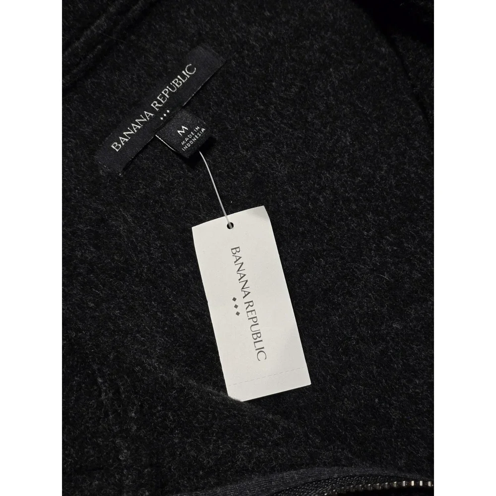 NEW Banana Republic Womens M Brushed Melton Jacket Big Pocket Black Full Zip NWT